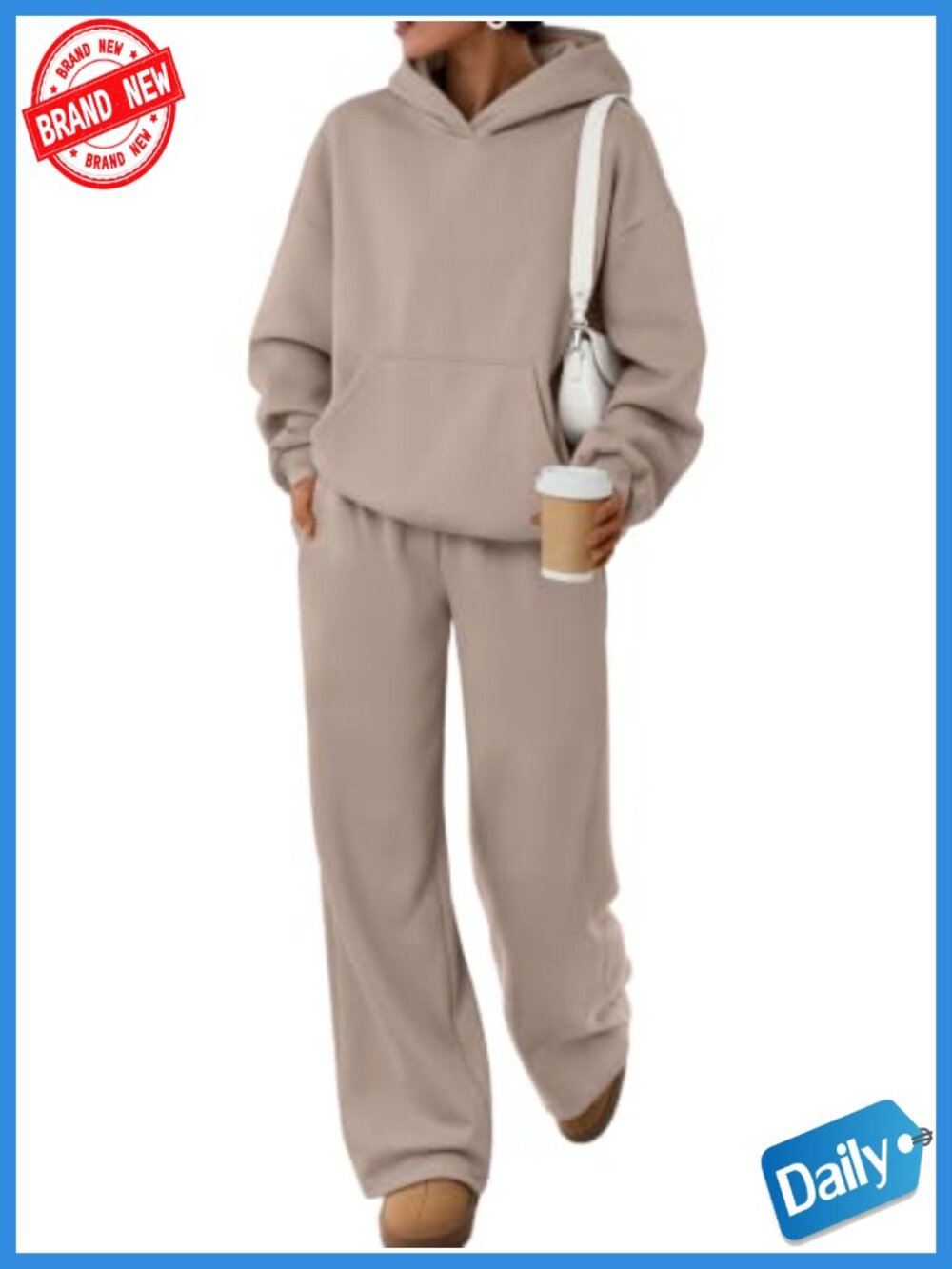 Oversized Hoodie Wide Leg Pants 2 Piece Lounge Set Cotton Fleece Sweatsuit
